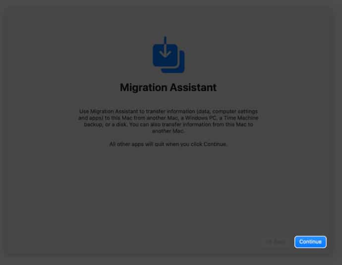 Connect Windows PC to Mac using Migration Assistant