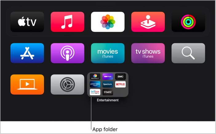 Créer un dossier pour les applications sur Apple TV