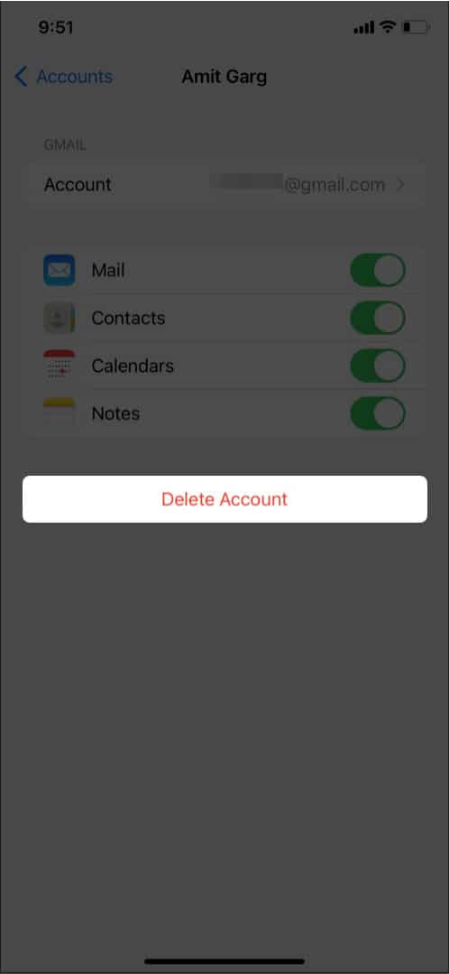 Delete Google accounts in Drive on iPhone