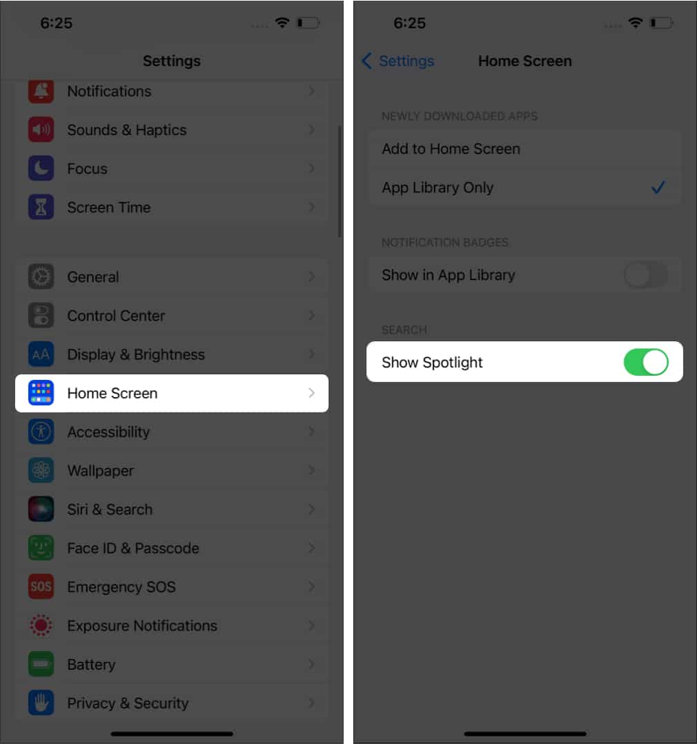 Enable Disable New Spotlight search button in iOS 16