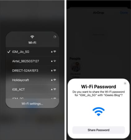 Share Wi-Fi password to Mac and iPhone
