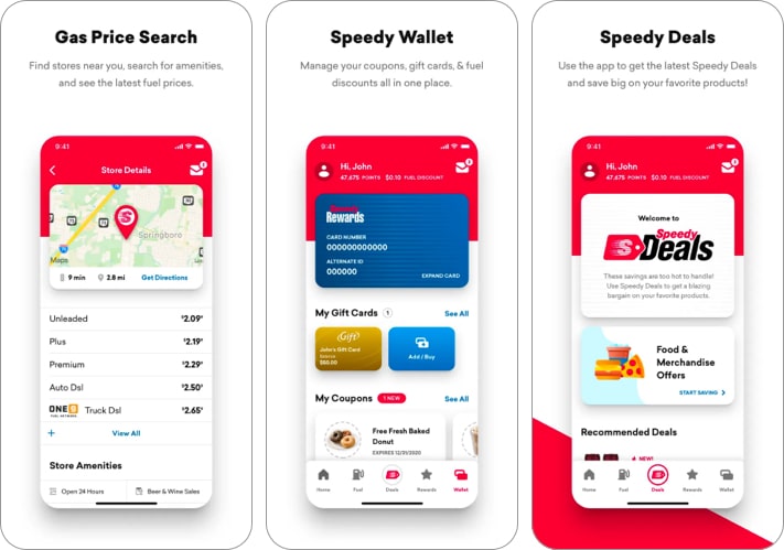 Speedway fuel gas price app with many rewards