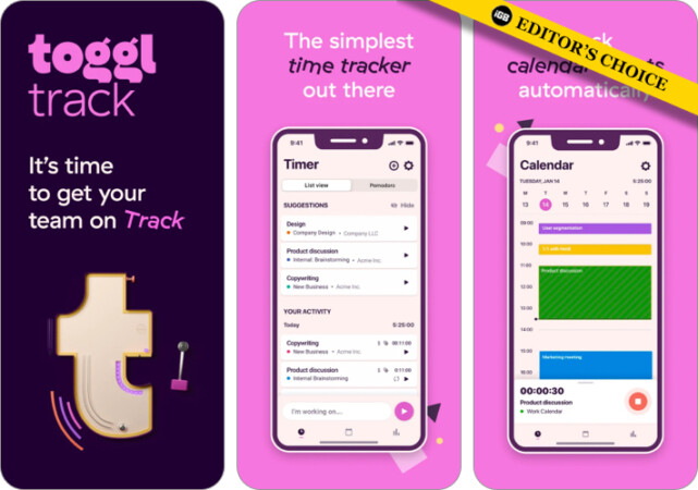Toggl Track time tracker app for iPhone and iPad