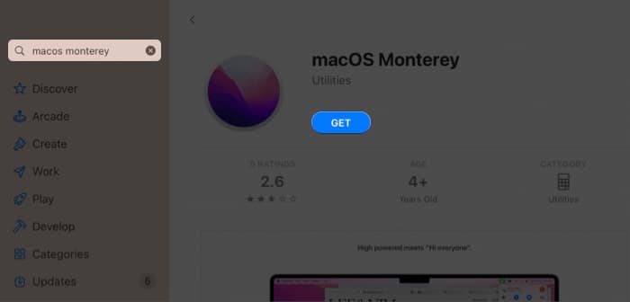 click get macOS monterey from Mac App Store