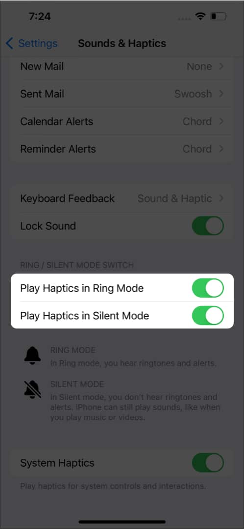 disable system haptics on iPhone