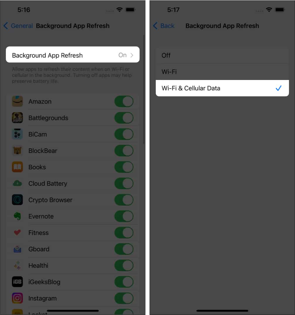 enable background app refresh