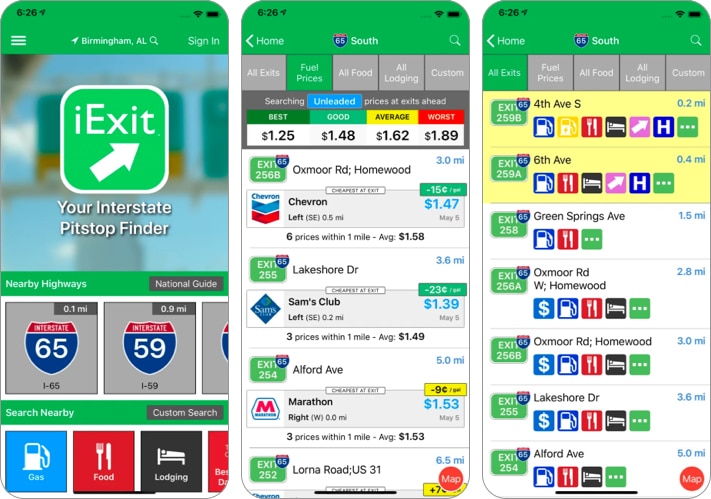 iExit Interstate Exit Guide is great for road trips