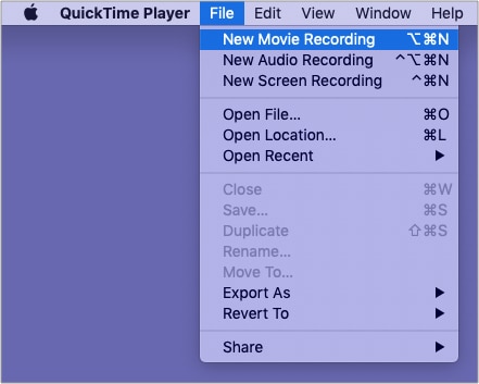 Open QuickTime Player click File and click New Movie Recording