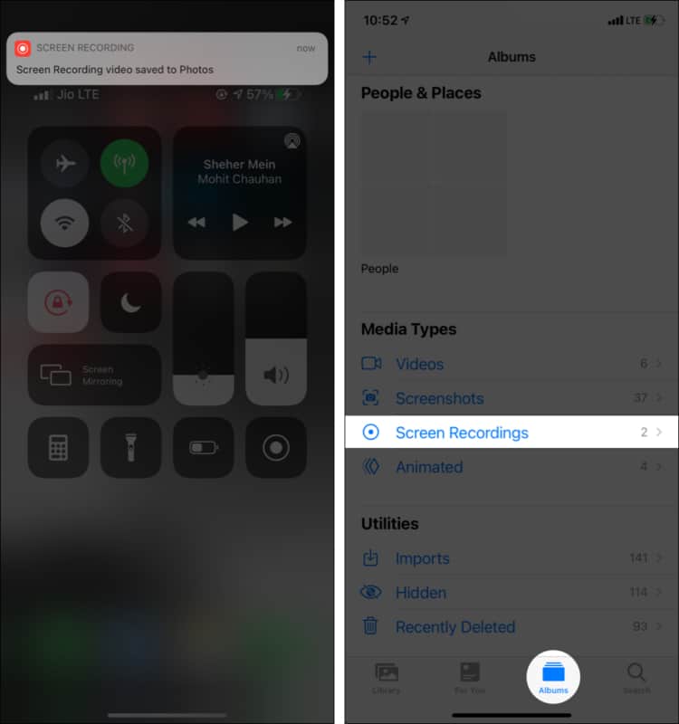 Where to find iPhone Screen Recording