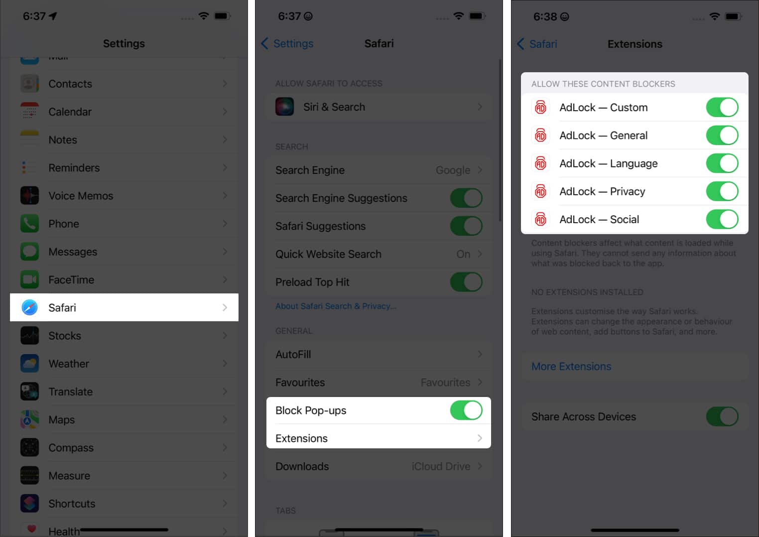 Block ads using Browser extensions on iPhone