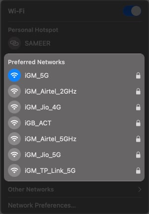 Check the network connection on Mac