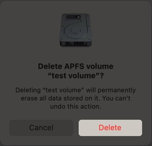 Final step to Delete APFS Volume on a MacBook