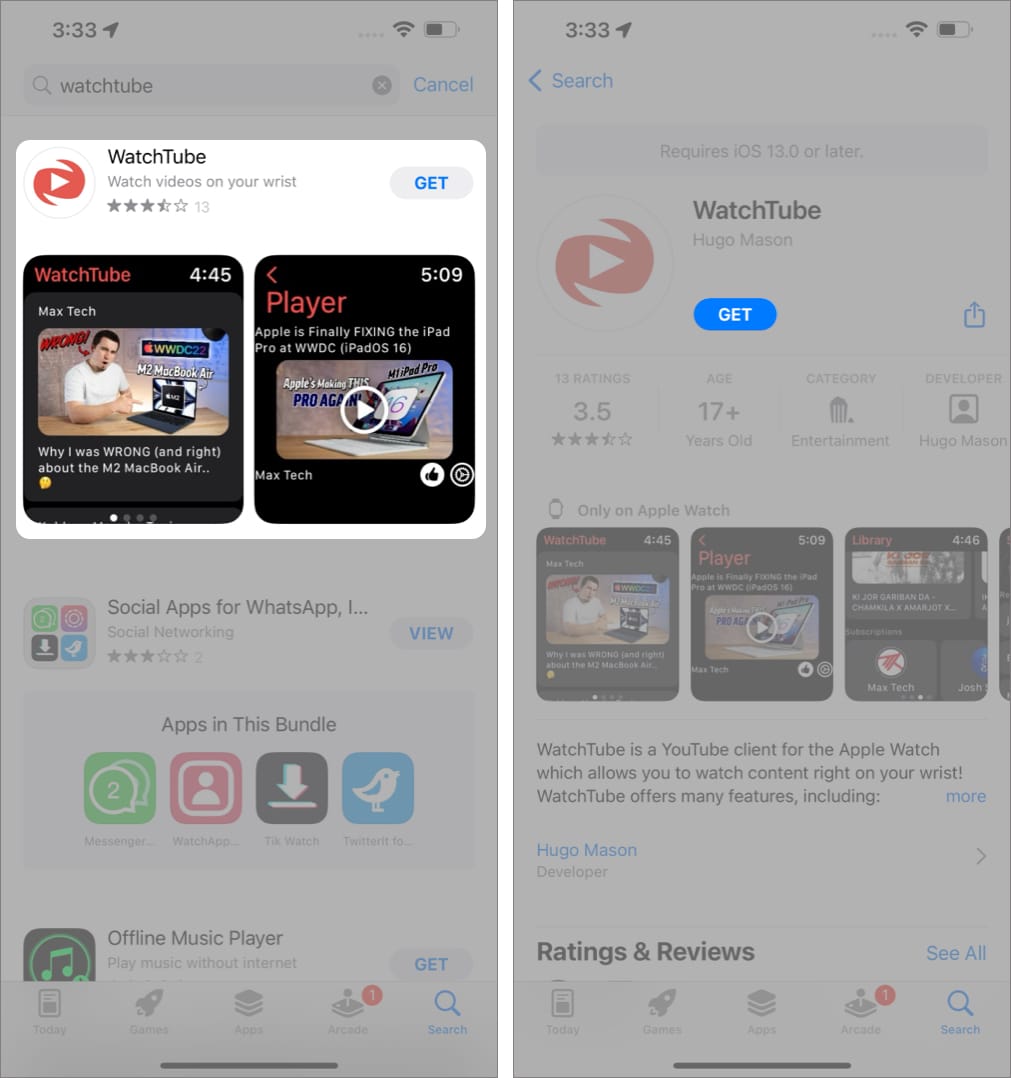 Download WatchTube through iPhone