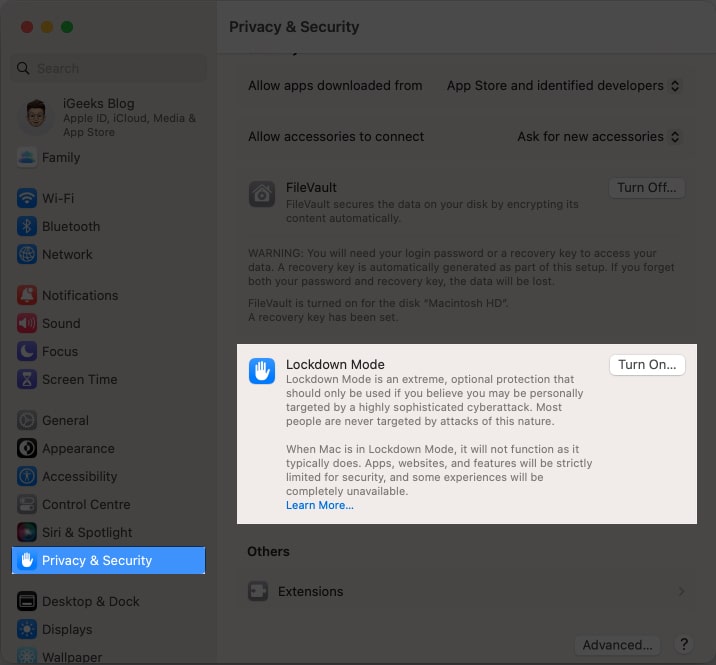 How to enable Lockdown Mode on Mac