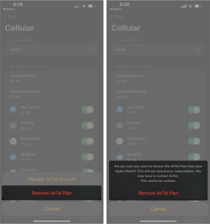 How to remove your cellular plan on iPhone