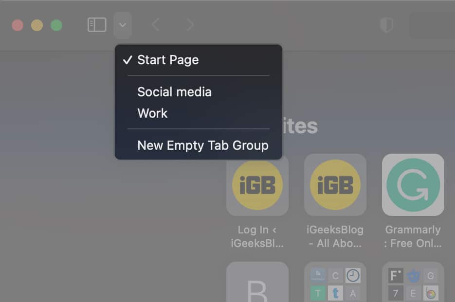 Open tab groups in Safari on Mac
