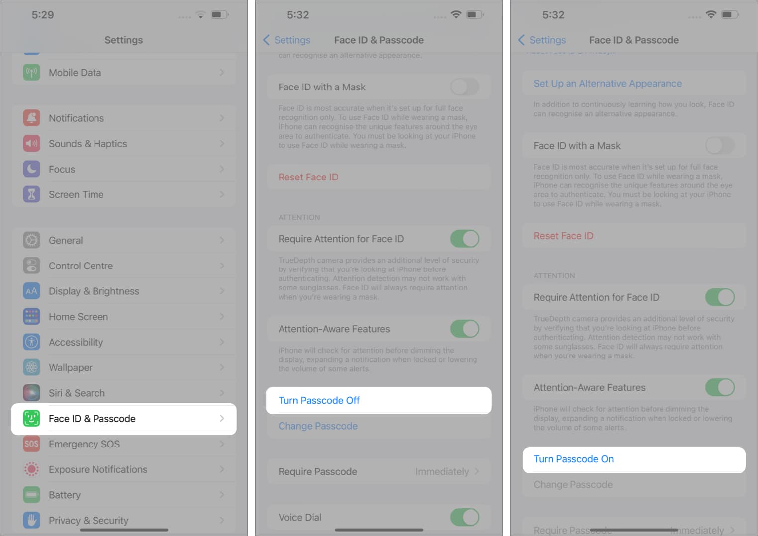 Re enable iphone password