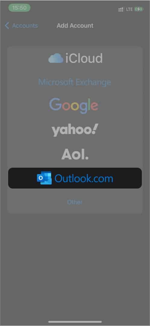 Välj Outlook.com för att synkronisera Outlook-kalendern med en iPhone