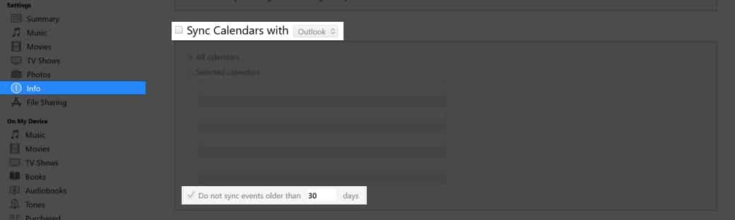 Τελευταίο βήμα για να συγχρονίσετε το Ημερολόγιο του Outlook με το iPhone χρησιμοποιώντας το iTunes