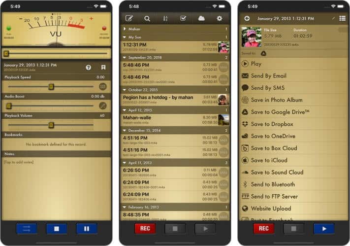 Voice Record Pro iPhone and iPad App Screenshot