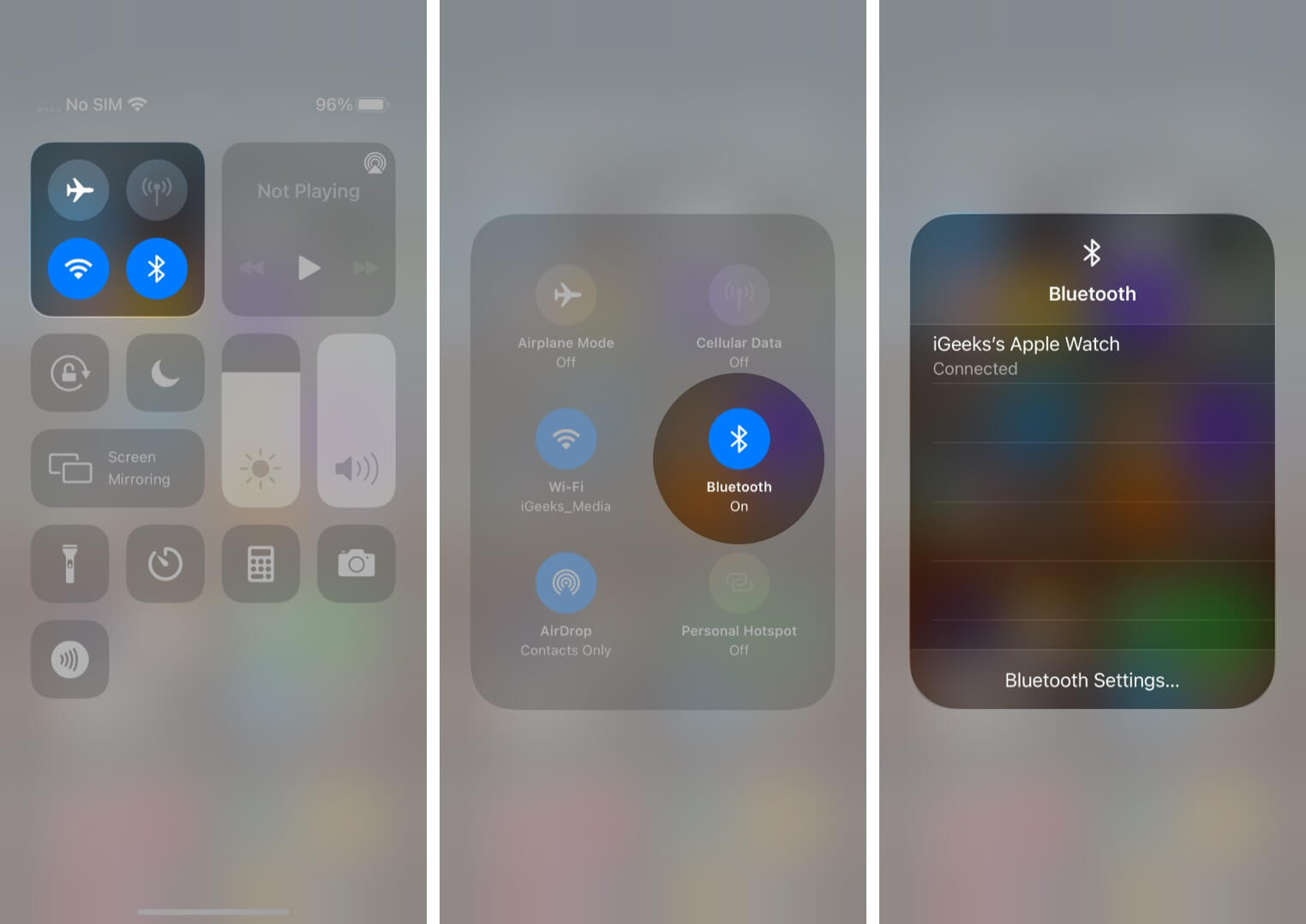 Connect to Bluetooth Device from Control Center on iPhone