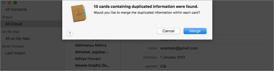 merge duplicate contacts on your mac