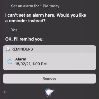 Set an alarm on mac using siri Set an alarm on Mac using Siri