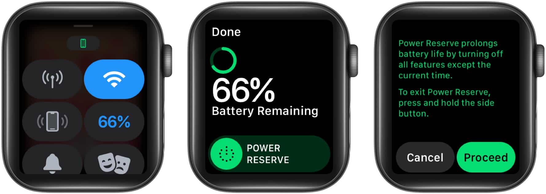 turn on power reserve mode on Apple watch