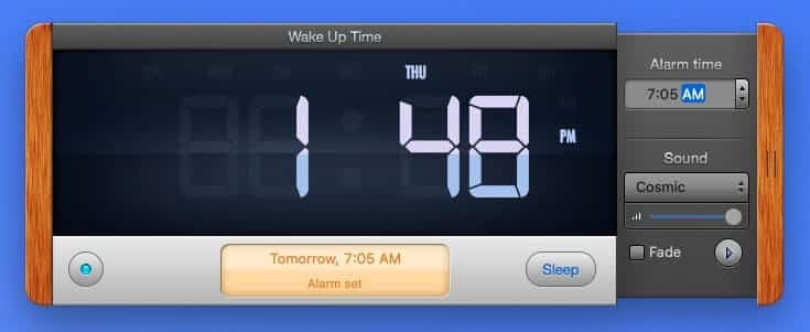 Use a third-party app: Wake Up Time for alarm on Mac