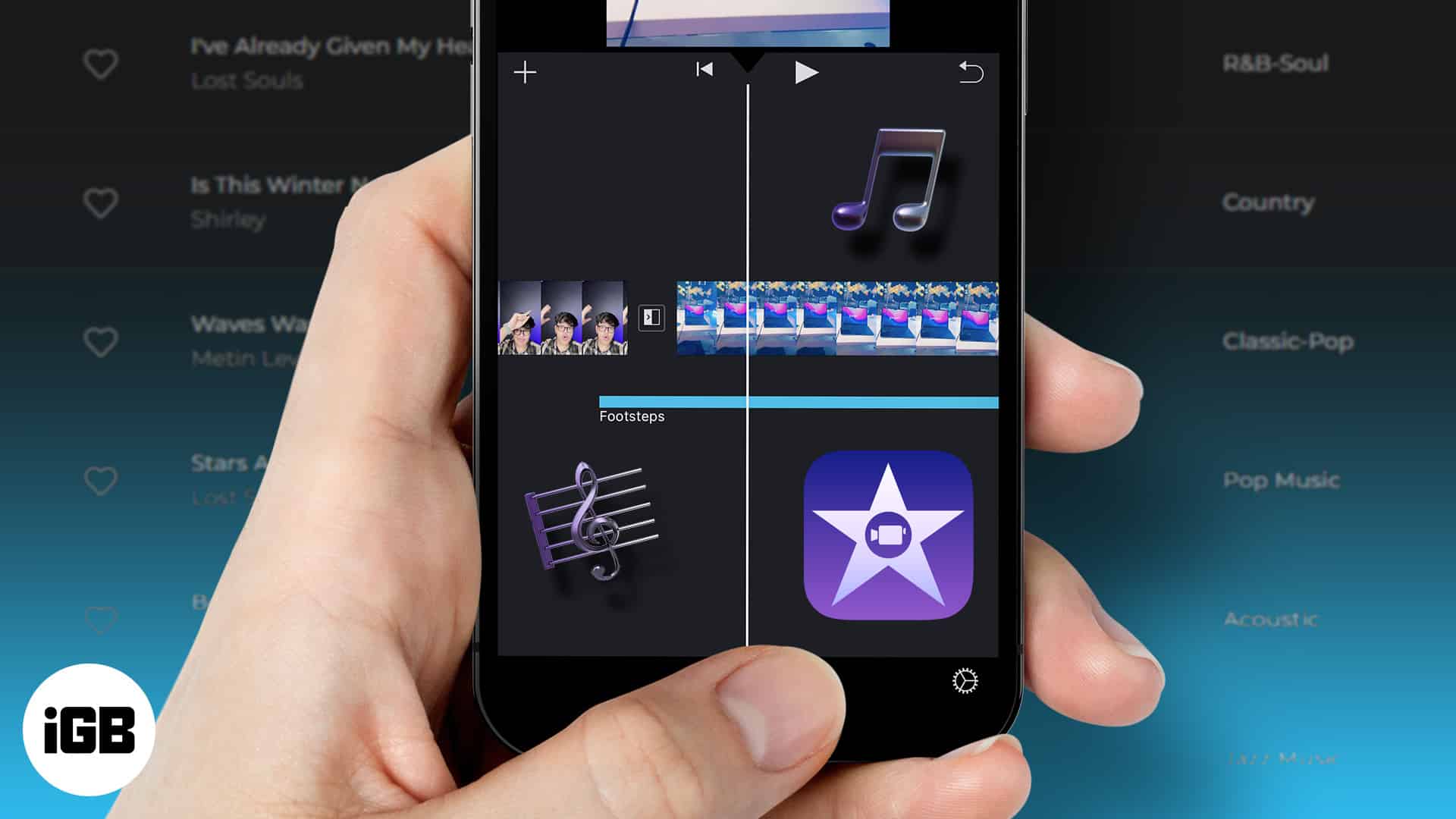 Getting Music From The  Audio Library and put into iMovie when  editing in iPhone 