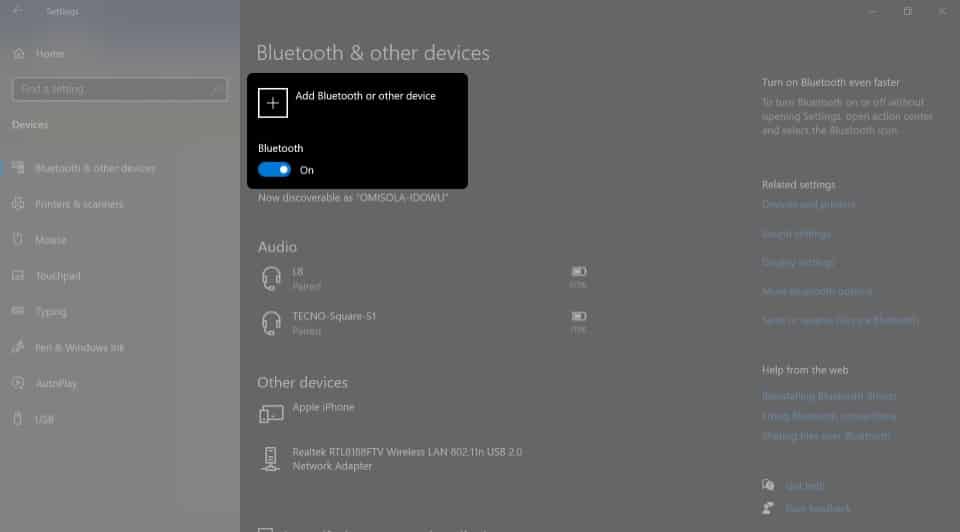 Mendayakan Bluetooth pada PC Windows 10