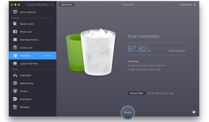 CleanMyMac Mac Cleaner Software Screenshot