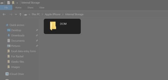Opening DCIM Folder on iPhone in Windows Explorer