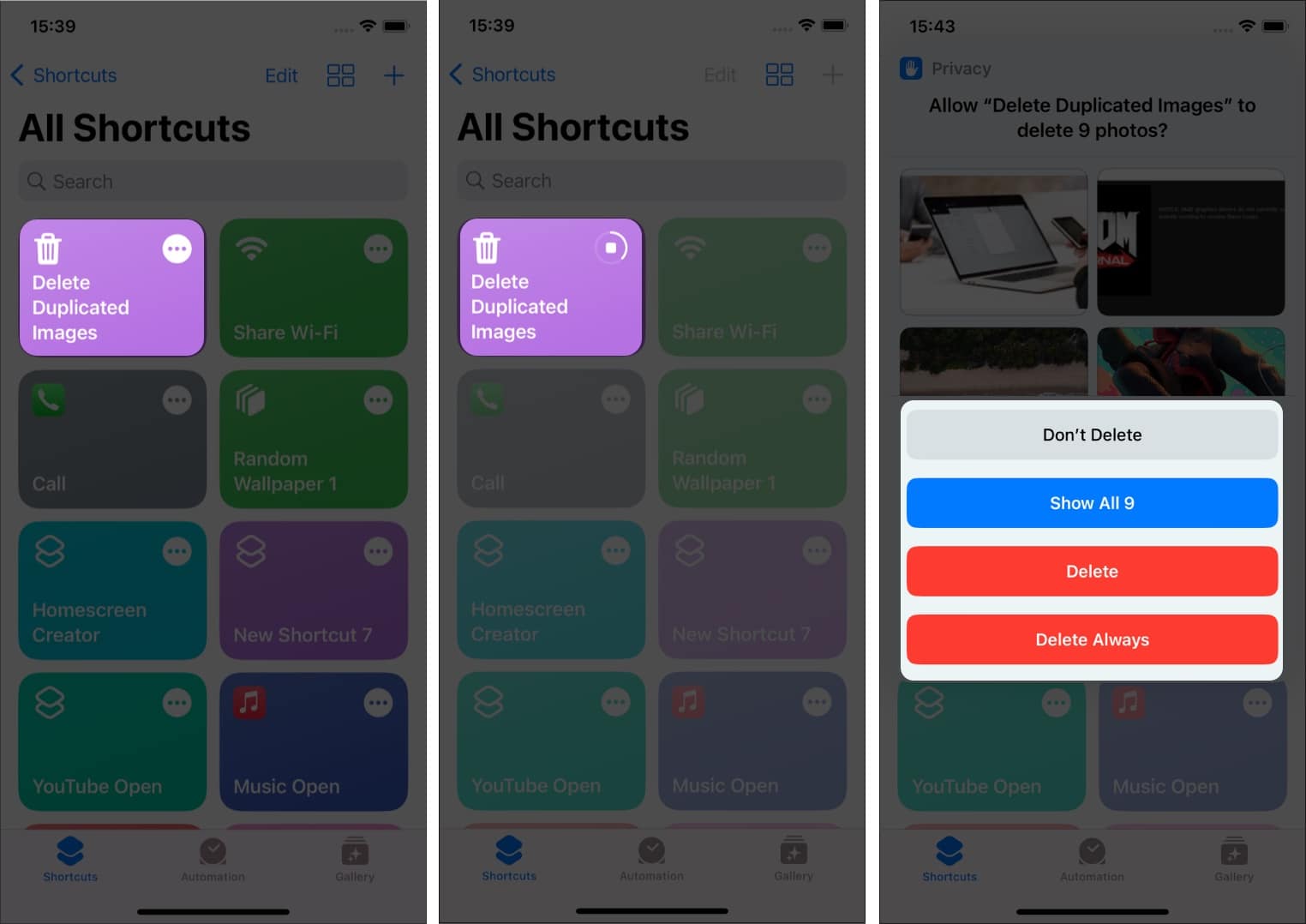 Delete duplicate photos on iPhone using Shortcuts app