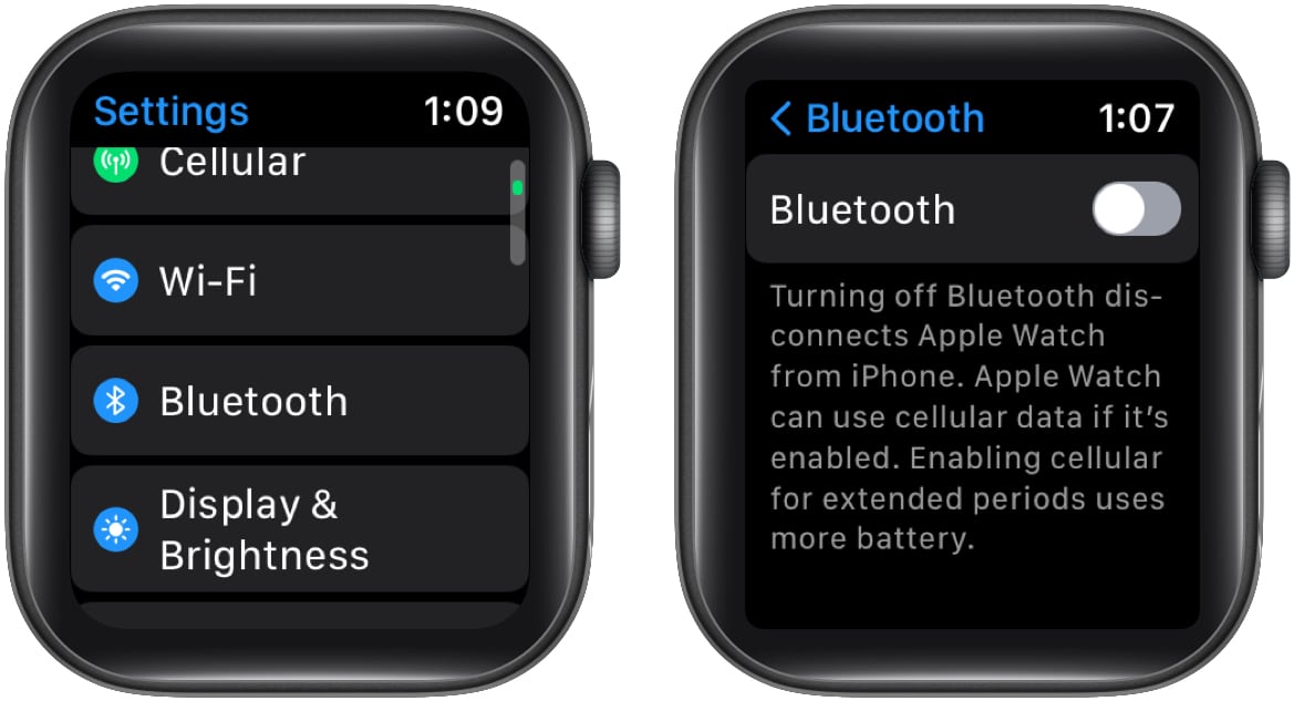 Az Apple Watch Bluetooth letiltása