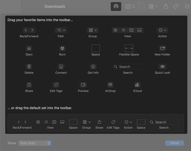 Extra toolbar customizations on Mac