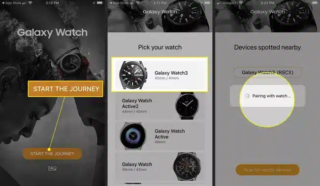 Galaxy Watch kini Disambungkan kepada apl Galaxy Wearable pada iPhone anda