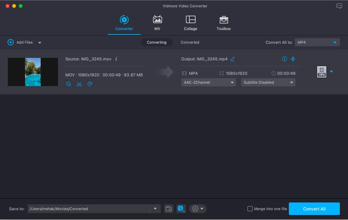 How to convert videos on Vidmore on Mac