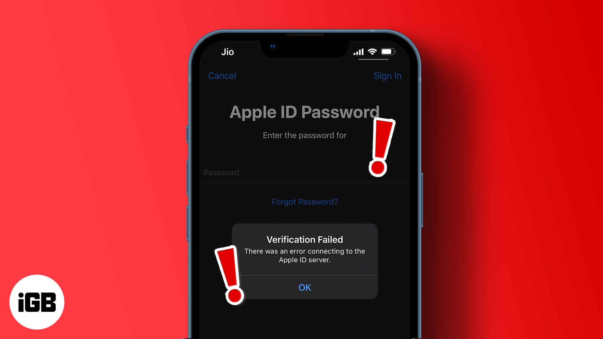 How to fix verification failed there was an error connecting to apple id server