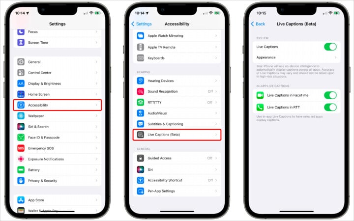 How to turn onoff Live Caption in iOS 16