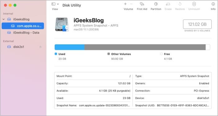 Open Disk Utility app on your Mac