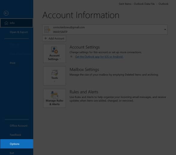 Možnosti v aplikaci Outlook na počítači se systémem Windows