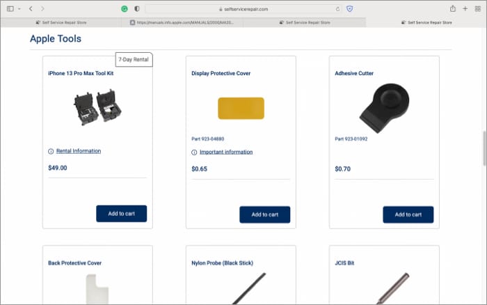 Renting tools for Apple Self service program