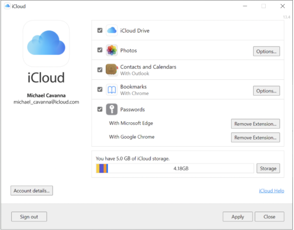 Screen shot 2022 08 01 at 7 42 53 am 574x450 1 iCloud App opened on a Windows PC