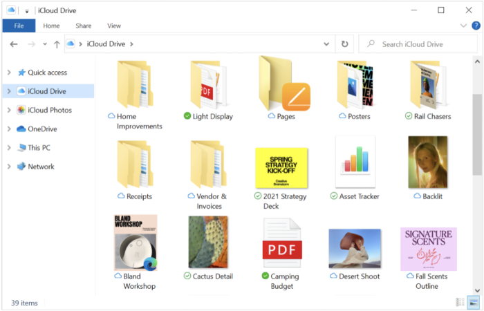 iCloud opened in Windows Explorer on Windows PC