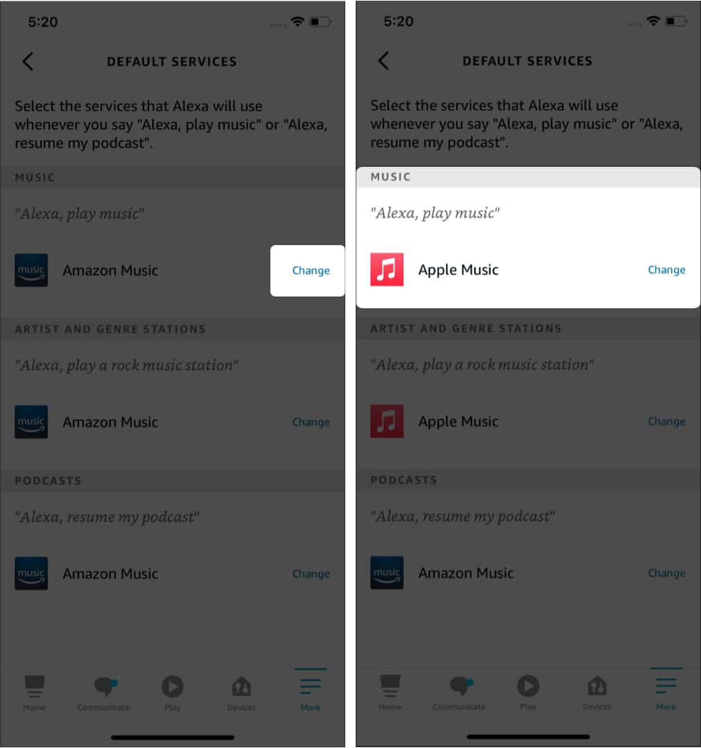 Tetapkan Apple Music sebagai perkhidmatan penstriman lalai pada pembesar suara Alexa