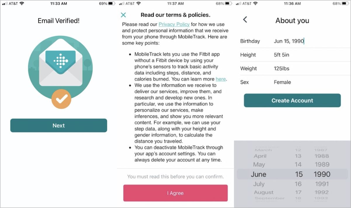 Přihlaste se ke svému účtu Fitbit na iPhone