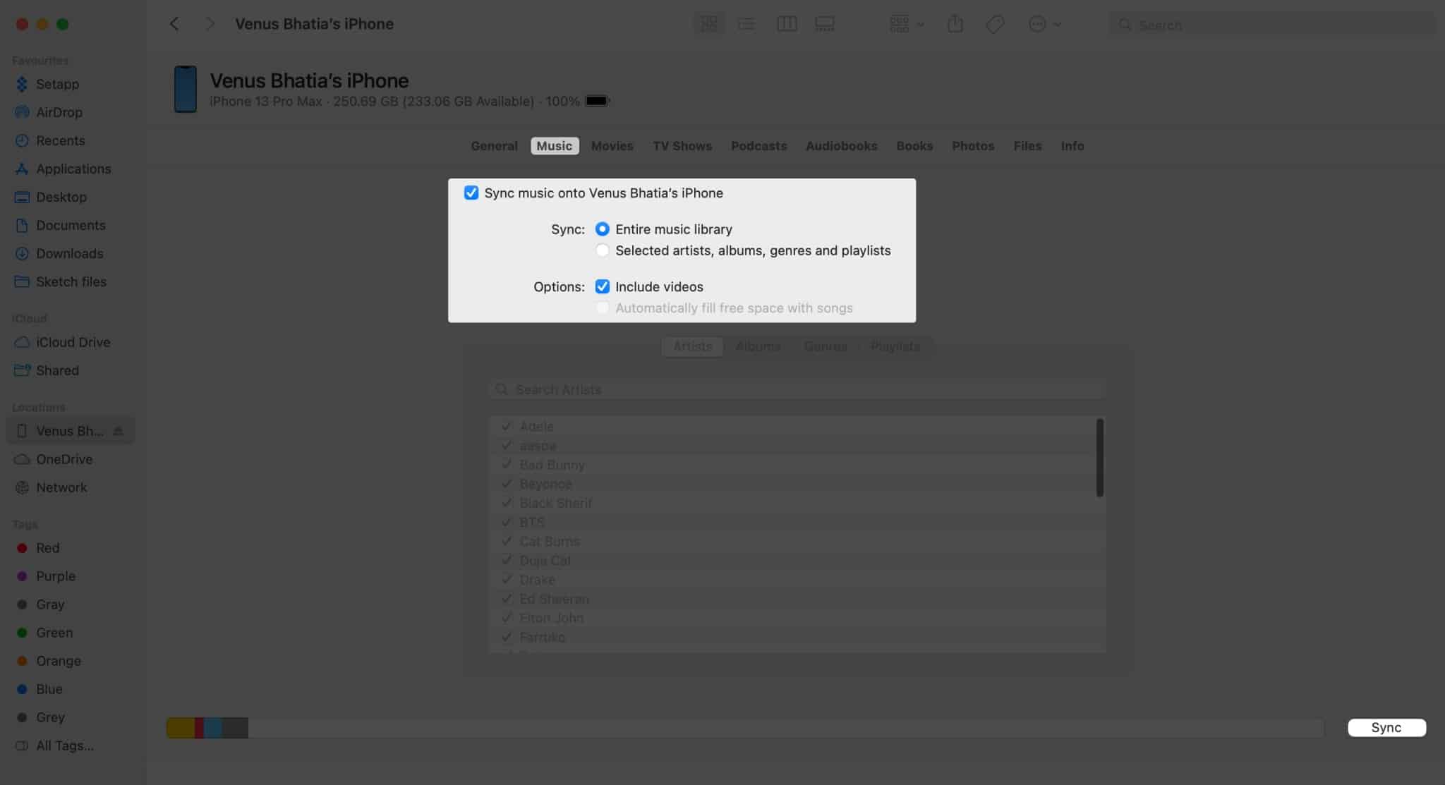 Syncing apple music via itunes