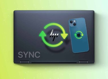 Illustration showing syncing iPhone to a computer