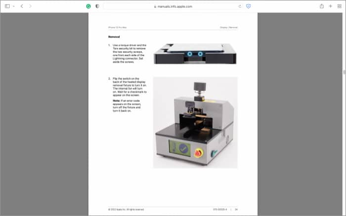 The repair manual for Apple's self repair program